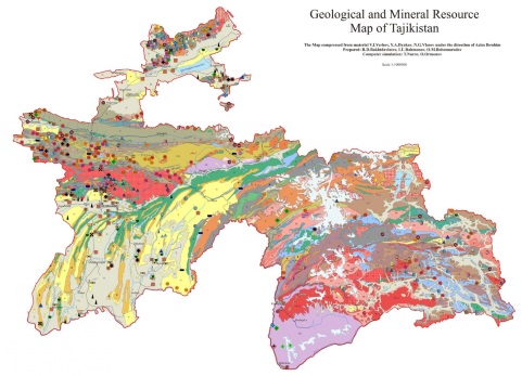 사진: 타지키스탄 지질 및 광물 분포도. 출처: Central Asian Geoportal. 지비이노베이션 사진제공